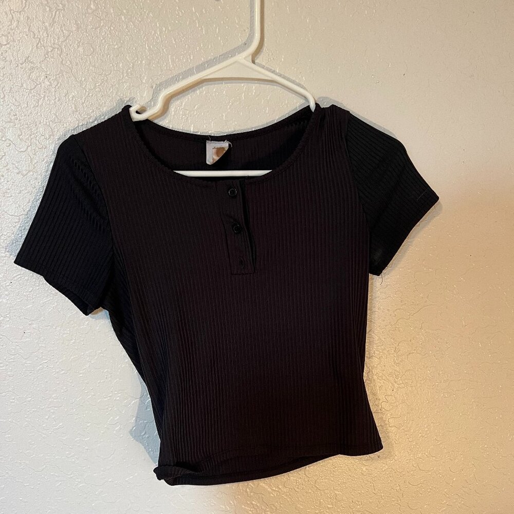 Black crop top with buttons